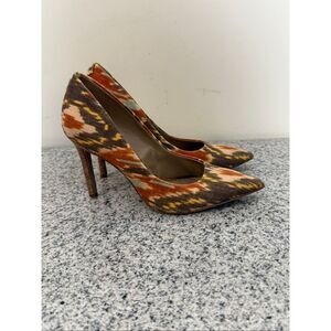 Sam Edelman Ikat Print Pointy Toe Pumps Hazel Sunset Orange Heels Size 5 Multico